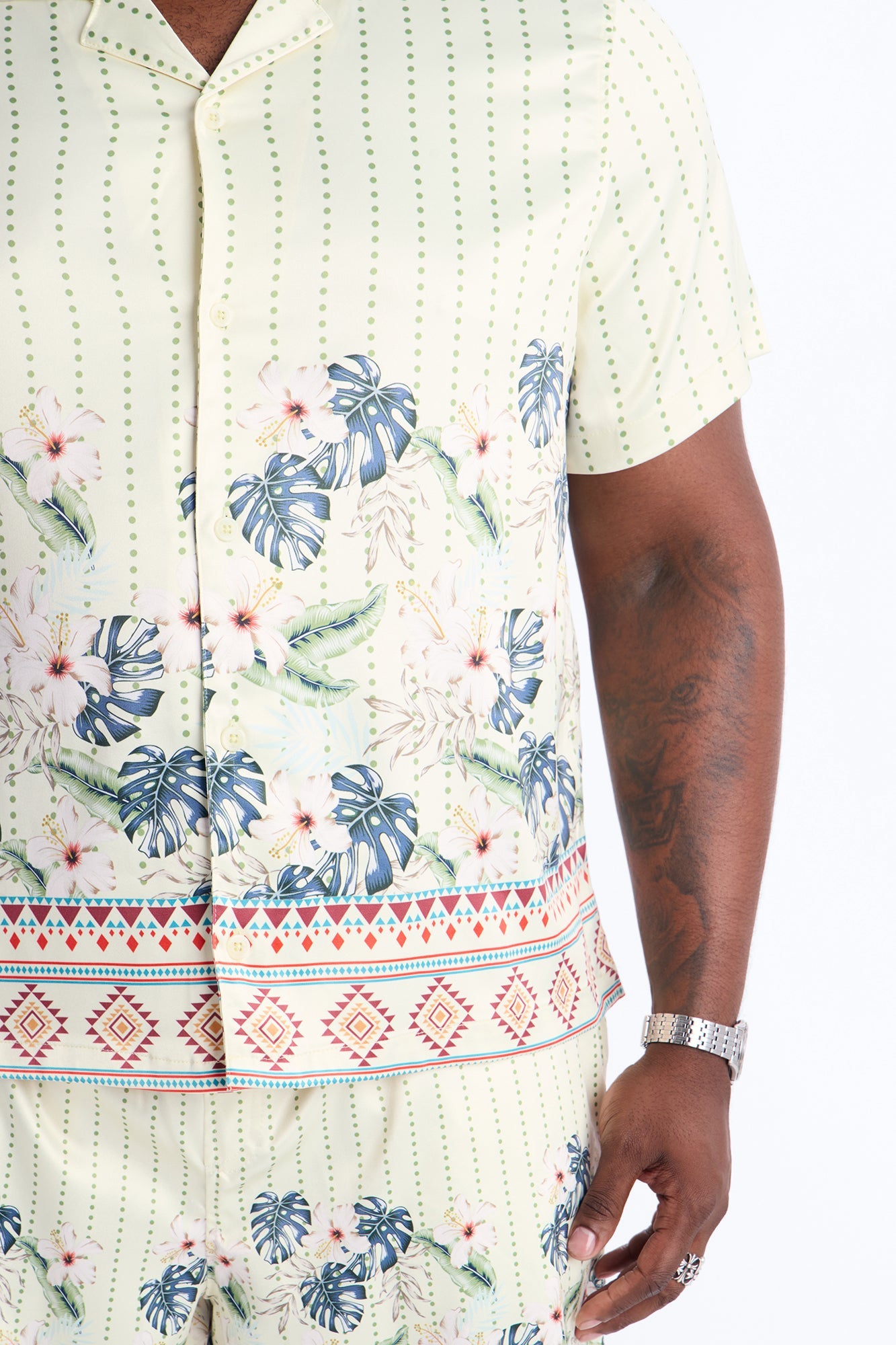 Catalina Island Cuban Collar Button Up Shirt - Yellow