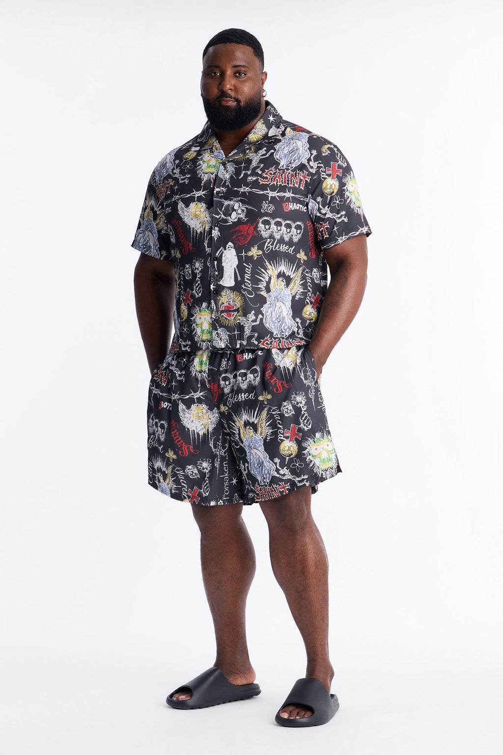 Graffiti Parlor All Over Printed Swim Trunk 7″ - Multi Color