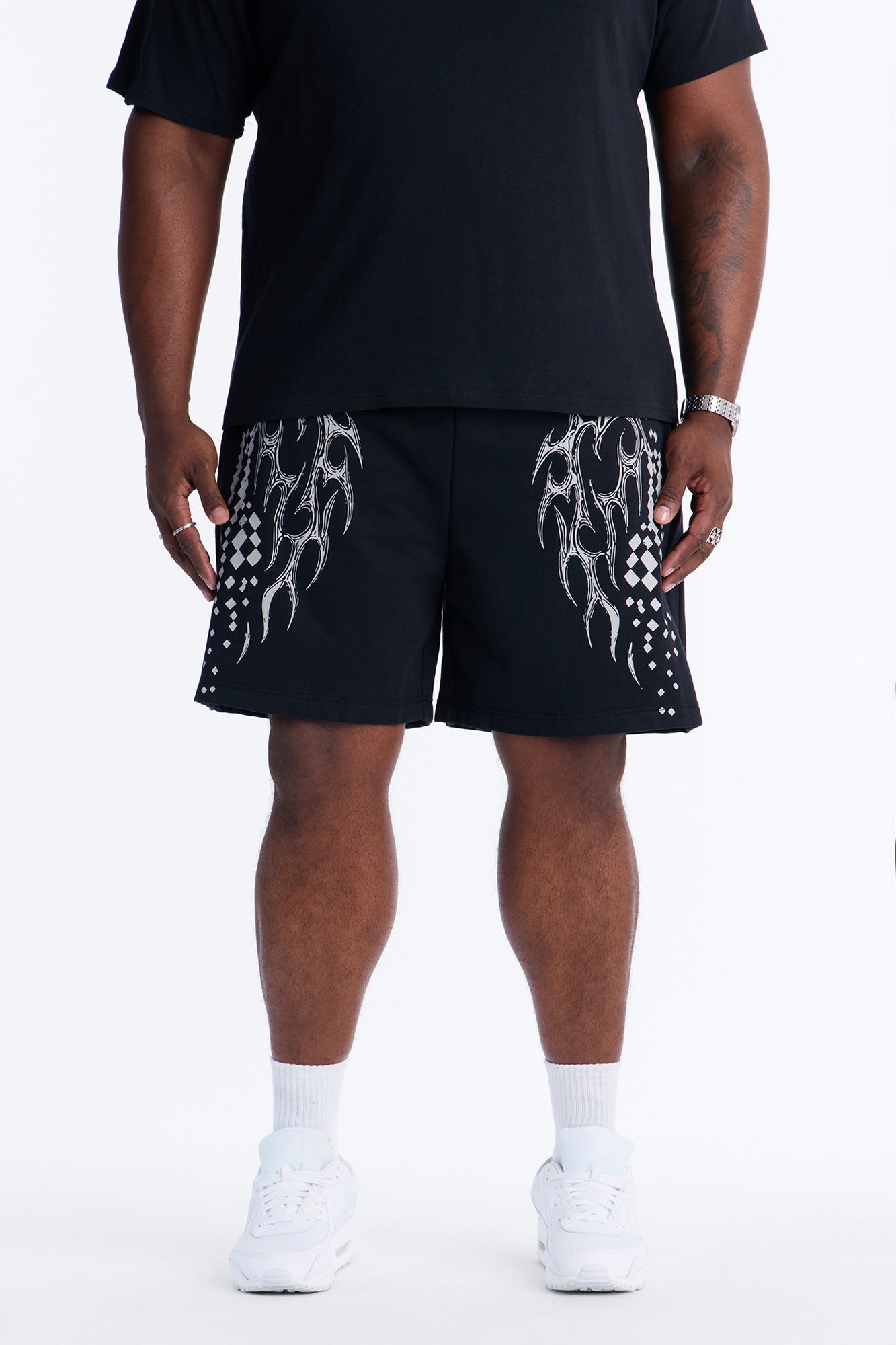 Digital Tribal Sweatshorts - Black