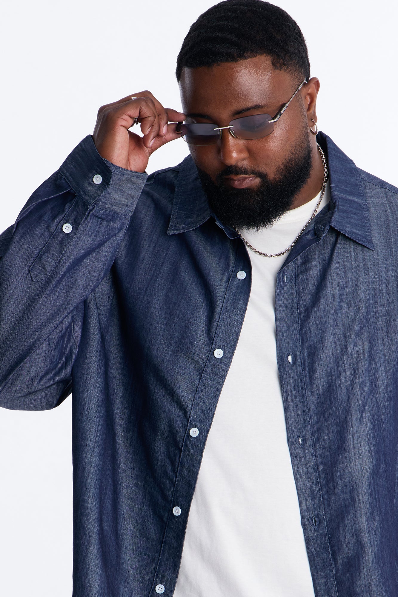 Mercer Gates Relaxed Button Up Shirt - Indigo