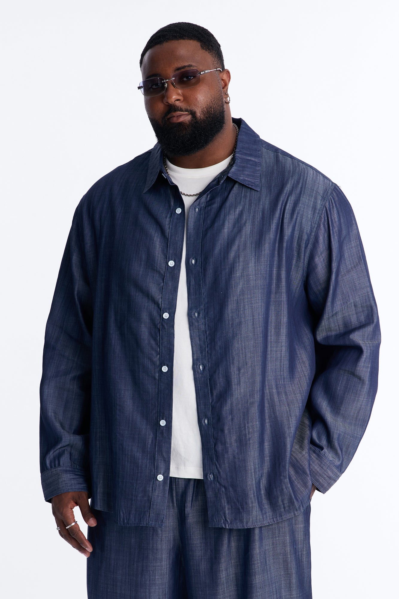 Mercer Gates Relaxed Button Up Shirt - Indigo