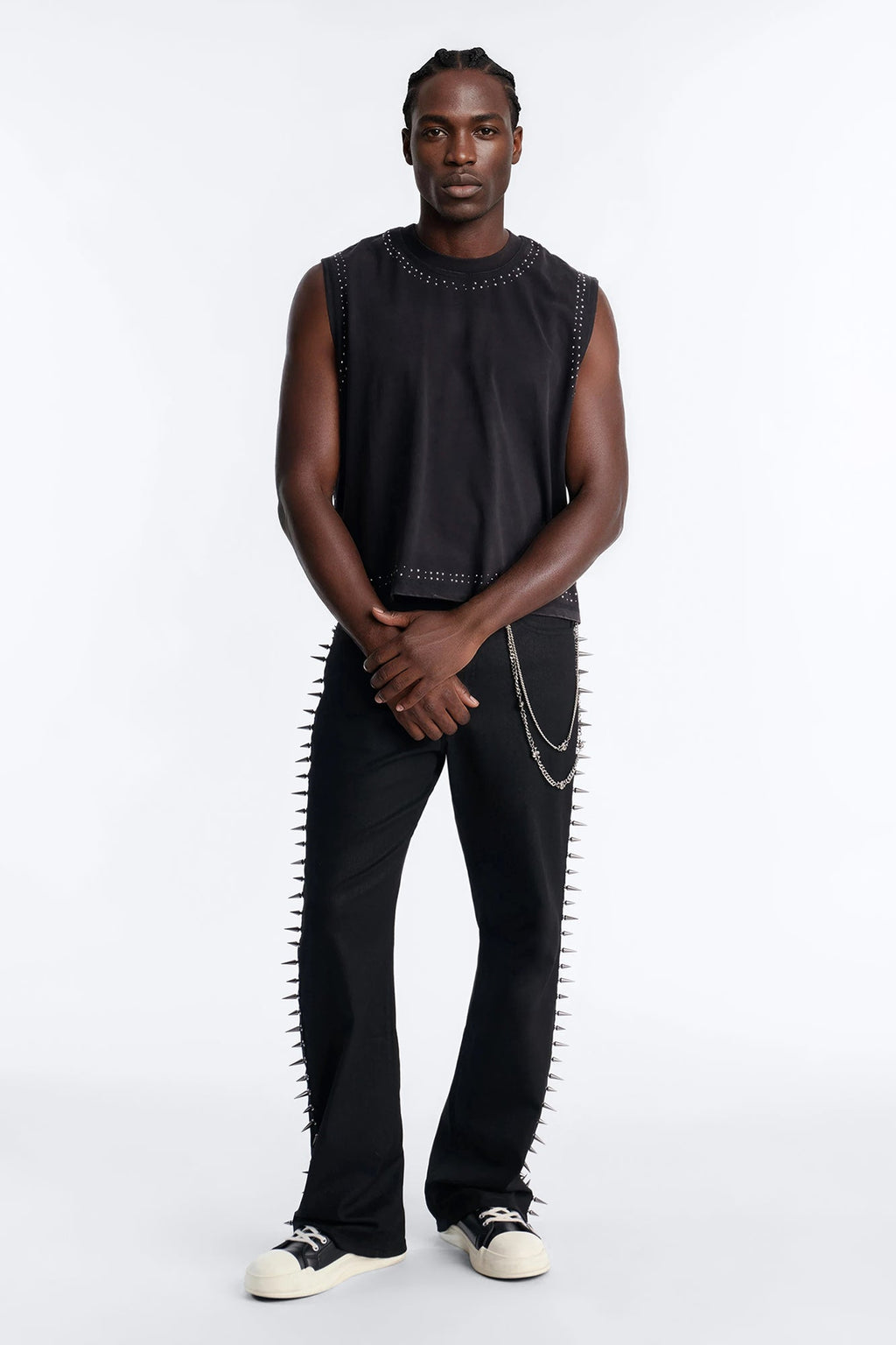 Stacked Slim Flare Waxed Cyber Spike Jean - Black