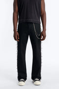 Stacked Slim Flare Waxed Cyber Spike Jean - Black