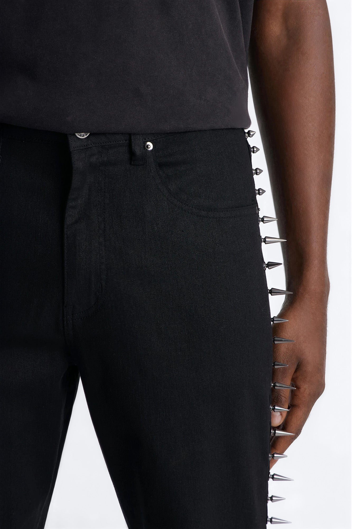 Stacked Slim Flare Waxed Cyber Spike Jean - Black