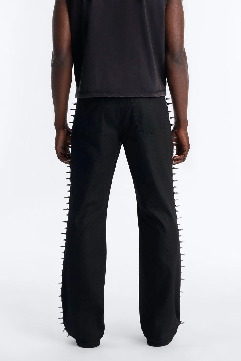 Stacked Slim Flare Waxed Cyber Spike Jean - Black