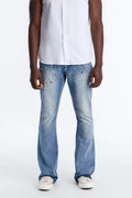 Stacked Skinny Flare Star Burst Jeans - Medium Blue Wash