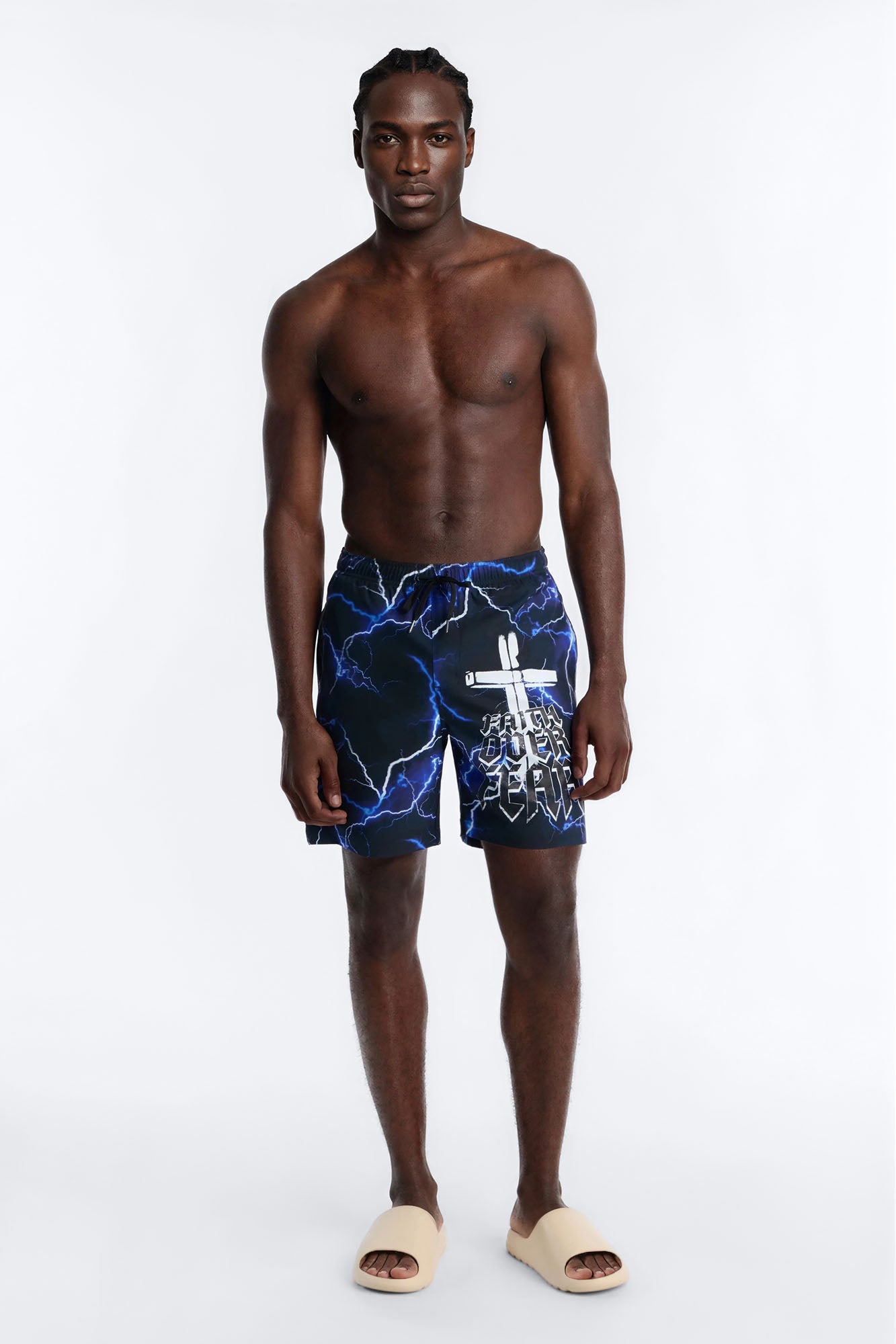Faith Over Fear Swim Trunk 7″ - Black/Blue