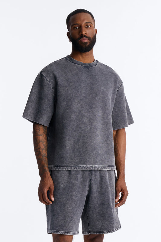 On The Go Washed Tee - Charcoal