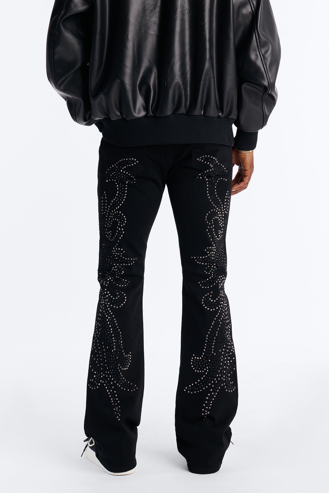 Stacked Skinny Flare Electric Storm Jean - Black