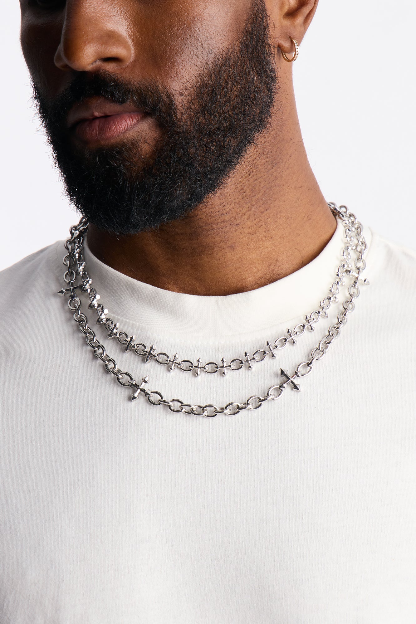 Gothic Cross Necklace Set - Silver