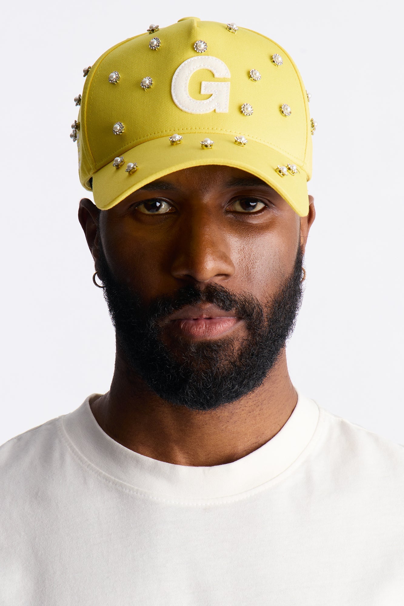 Felt Rhinestone Structured Hat - Yellow