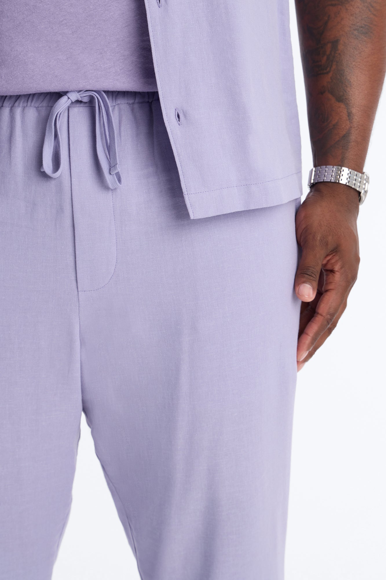 Bahamas Linen Slim Pull On Pants - Lavender