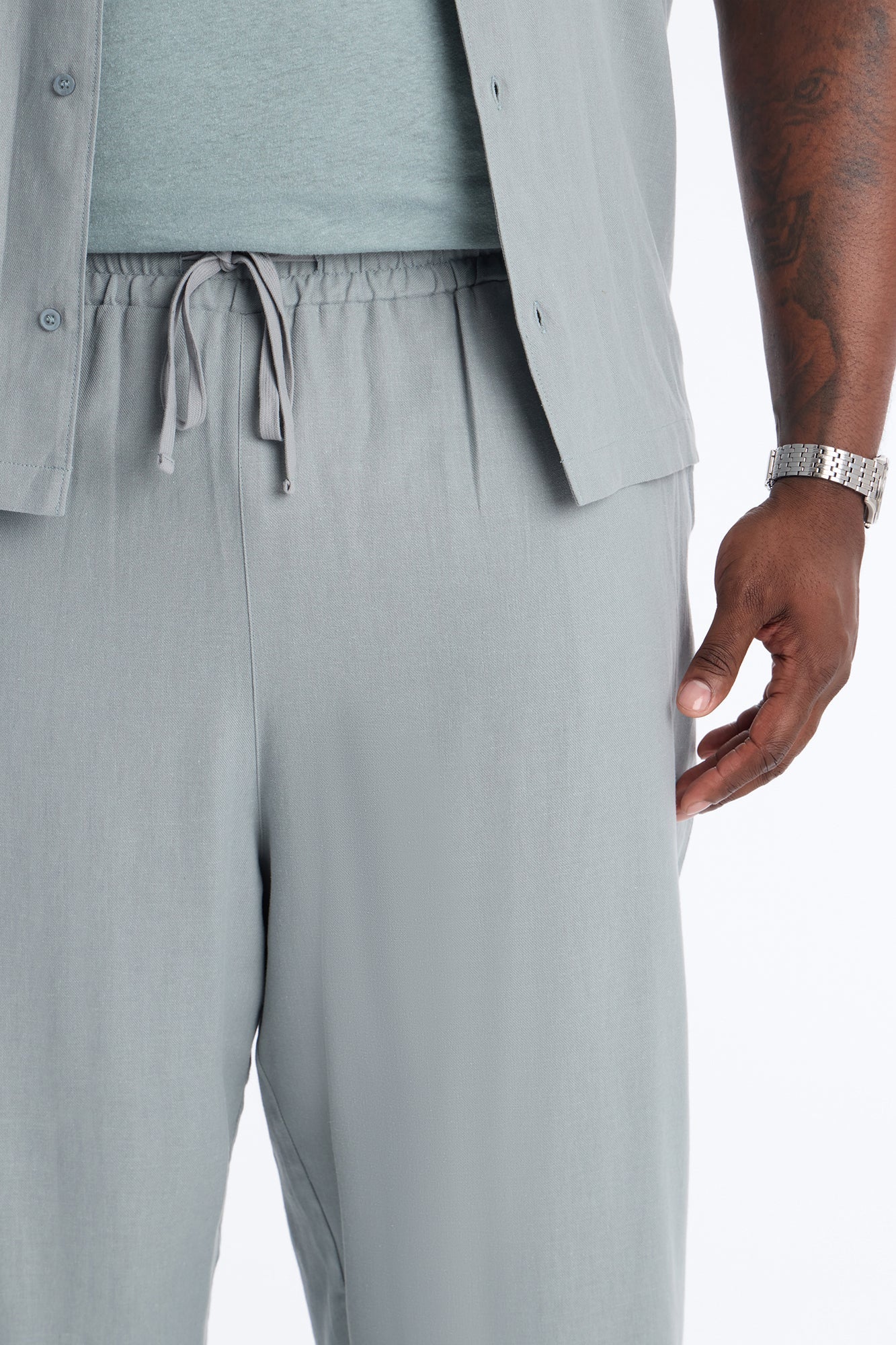 Bahamas Linen Baggy Pull On Pants - Slate Blue