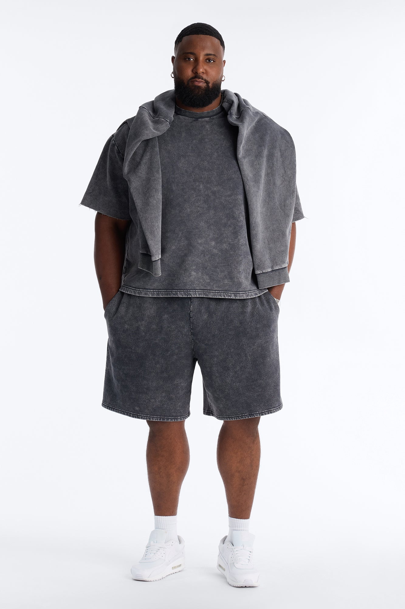 On The Go Washed Sweatshort - Charcoal