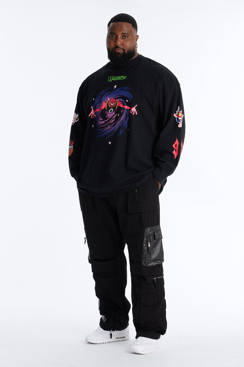 Space Jam Monstars Chrome Premium Long Sleeve Shirt - Black