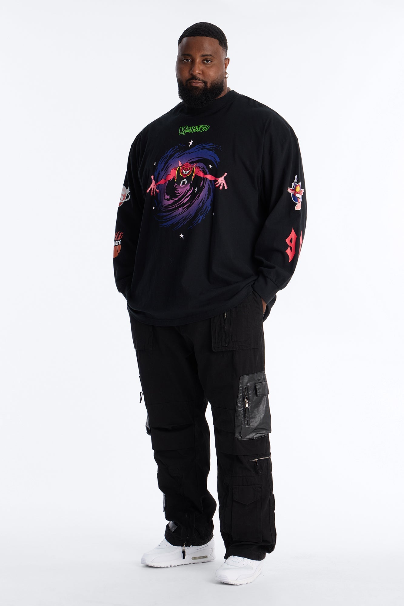 Space Jam Monstars Chrome Premium Long Sleeve Shirt - Black