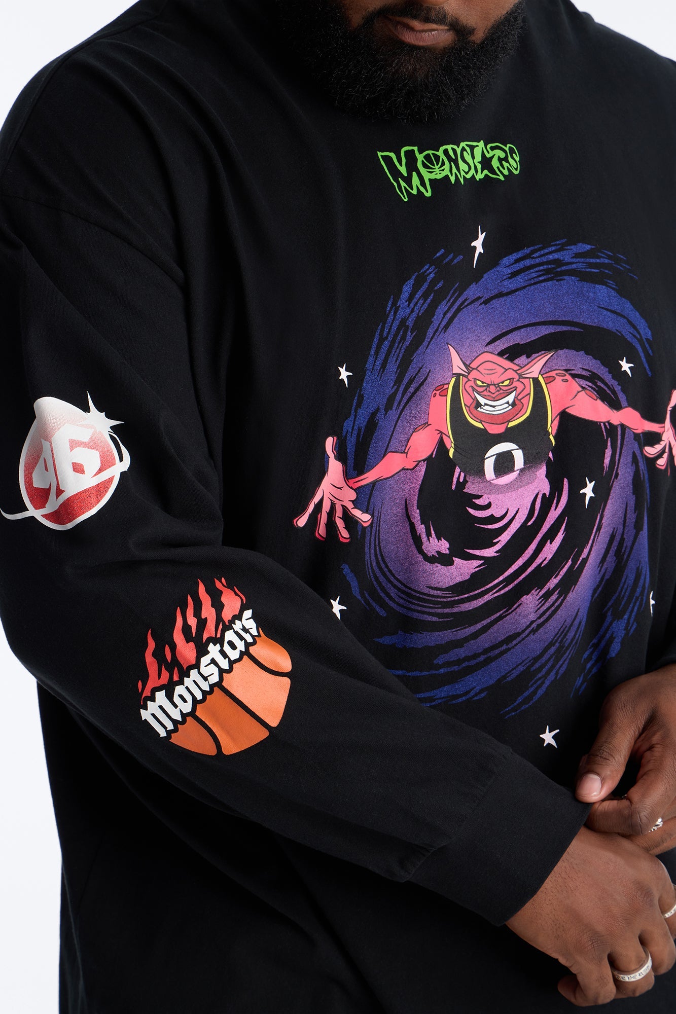 Space Jam Monstars Chrome Premium Long Sleeve Shirt - Black