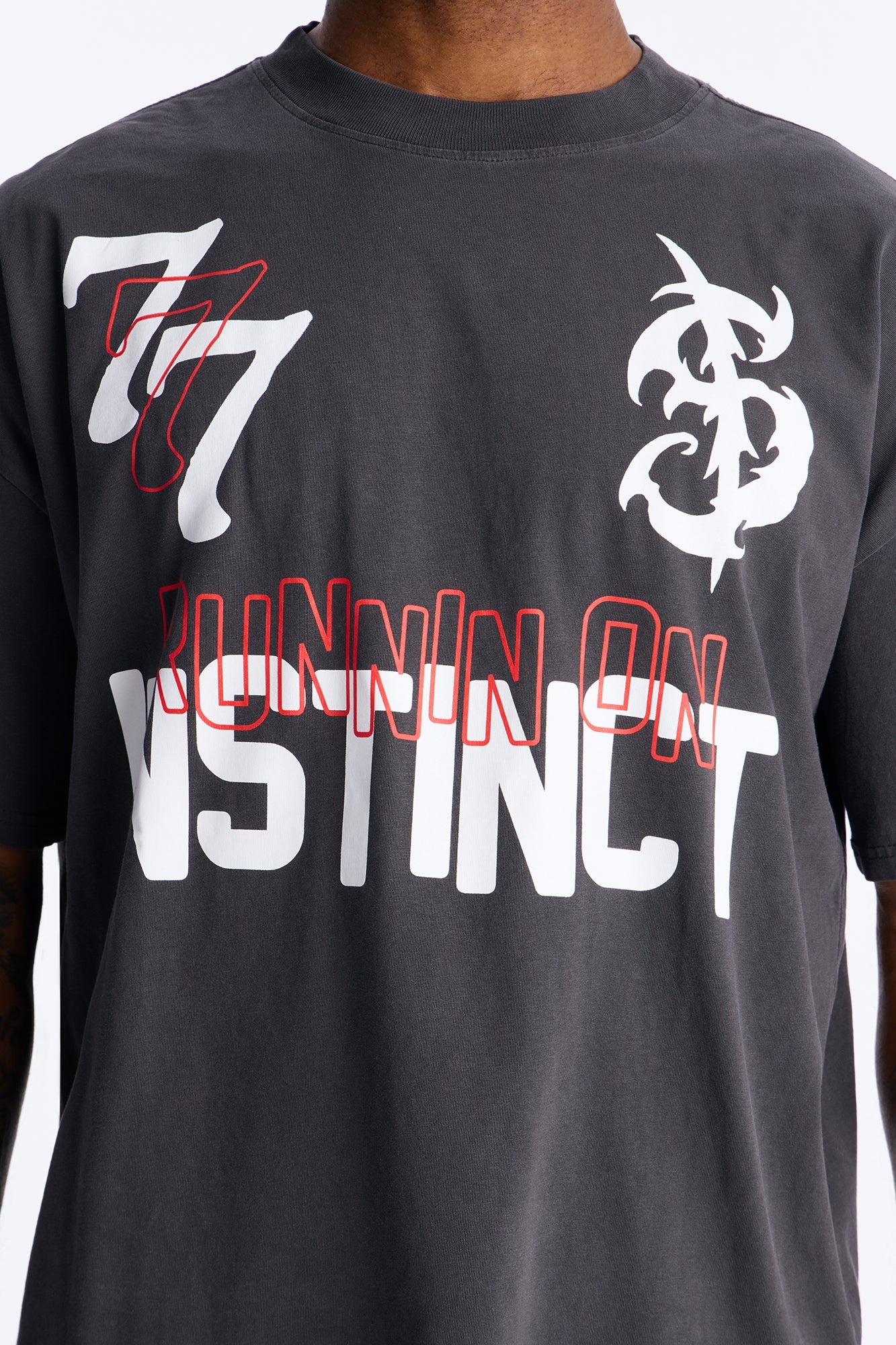 Runnin On Instinct 777 Vintage Boxy Short Sleeve Tee - Black Wash
