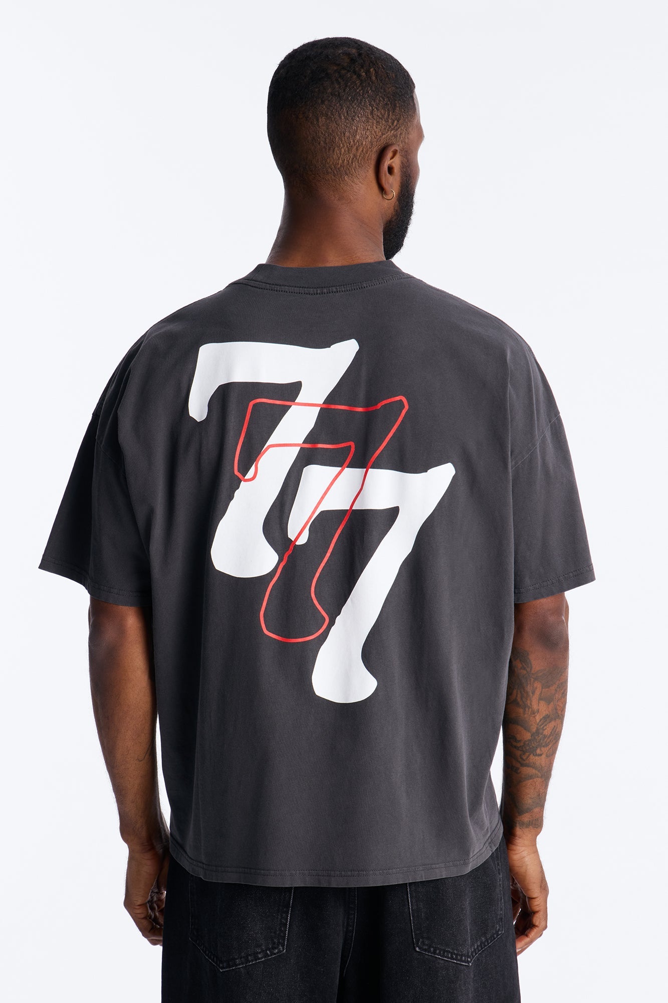 Runnin On Instinct 777 Vintage Boxy Short Sleeve Tee - Black Wash