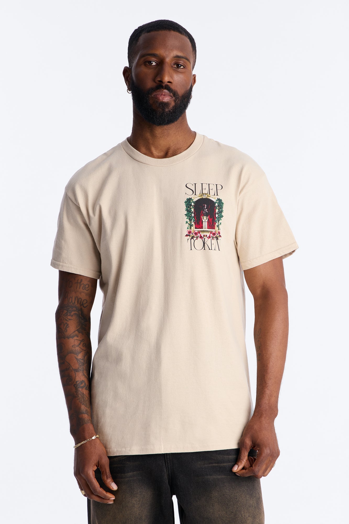 Sleep Token Rose Short Sleeve Tee - Cream