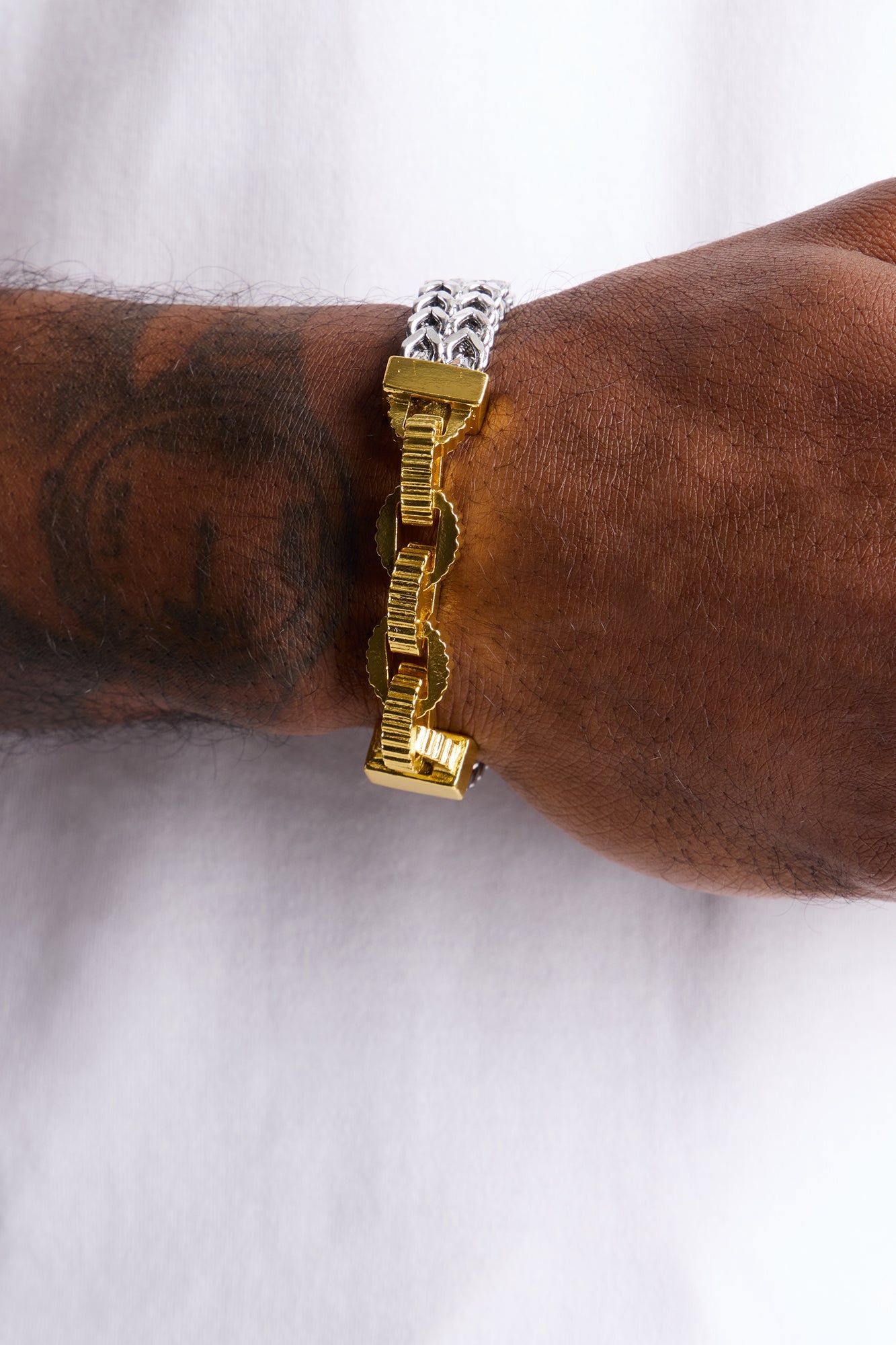 Two Tone Chain Link Bracelet - Silver/Combo