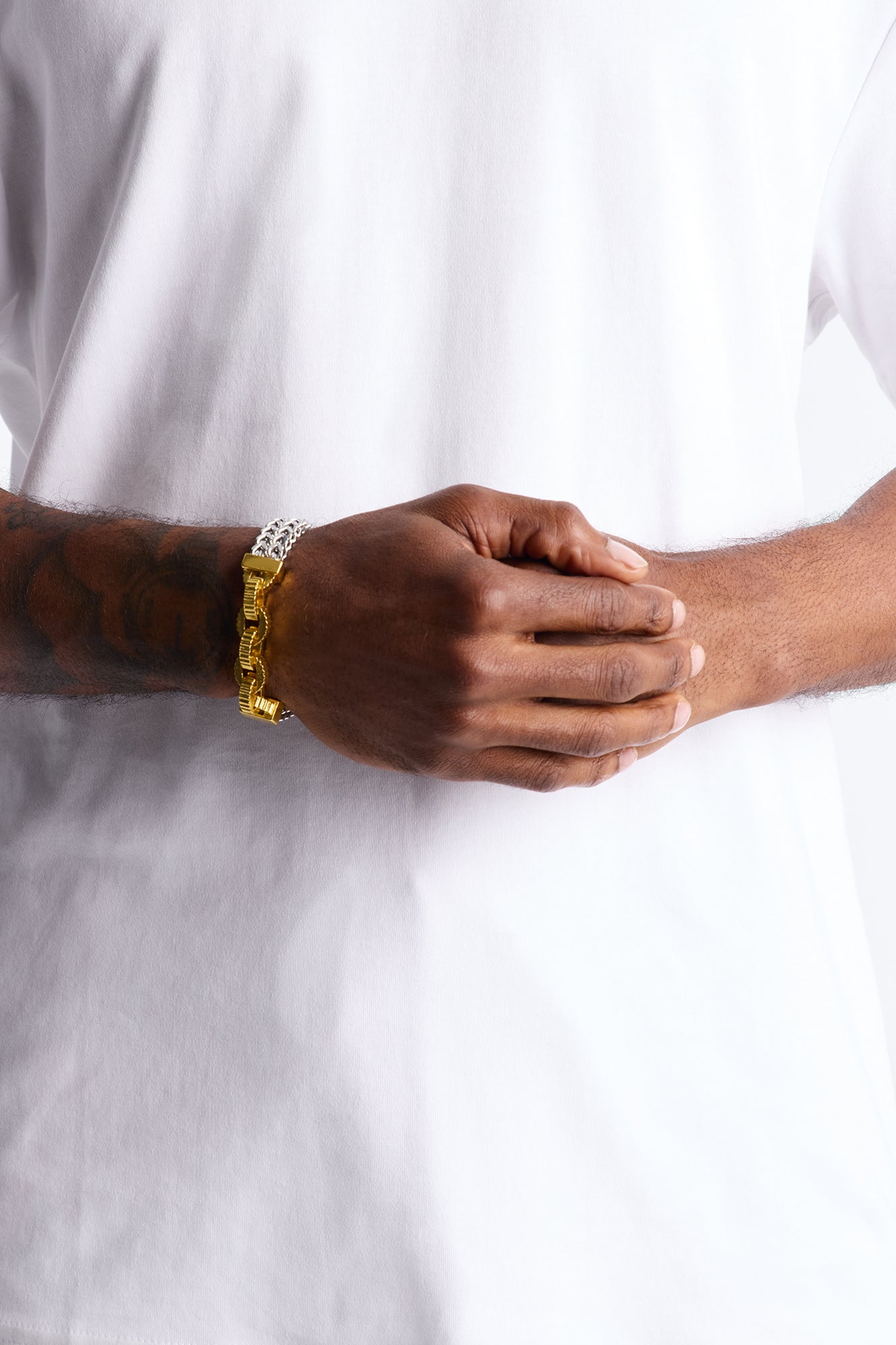 Two Tone Chain Link Bracelet - Silver/Combo