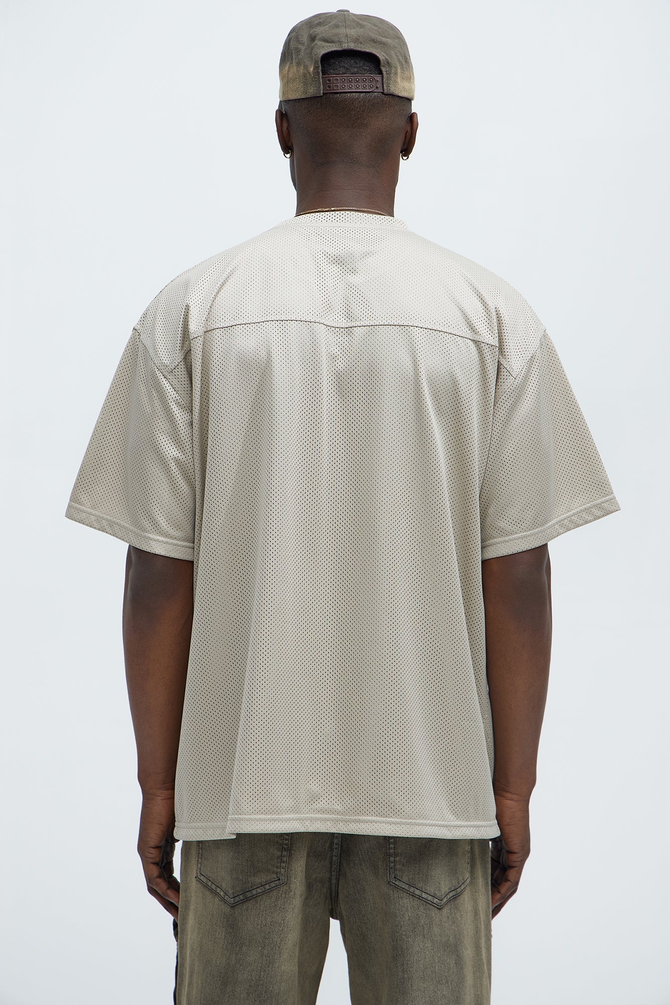Mesh Boxy Football Short Sleeve Tee - Sand