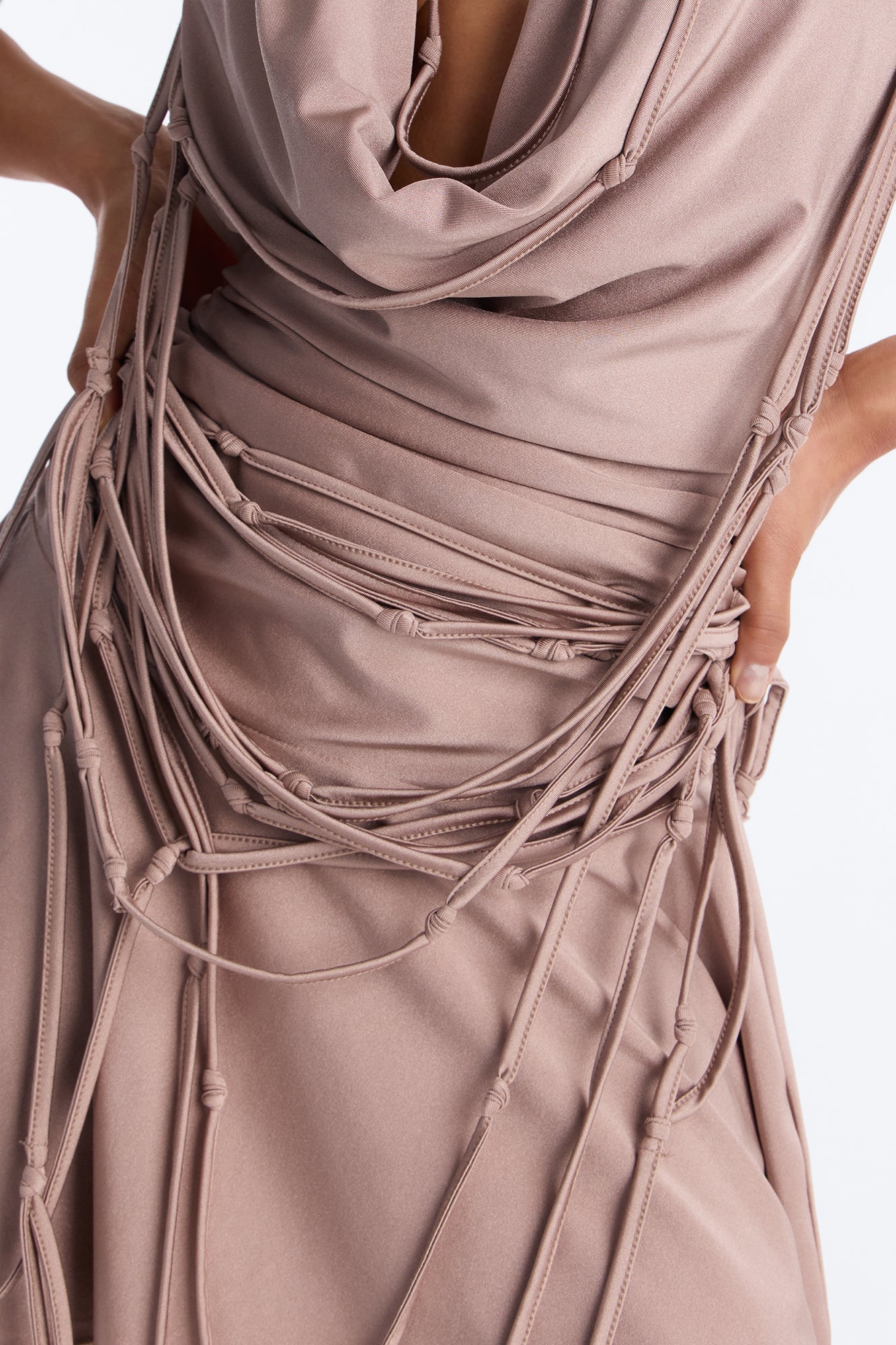 Hard Launch Draped Mini Dress - Taupe
