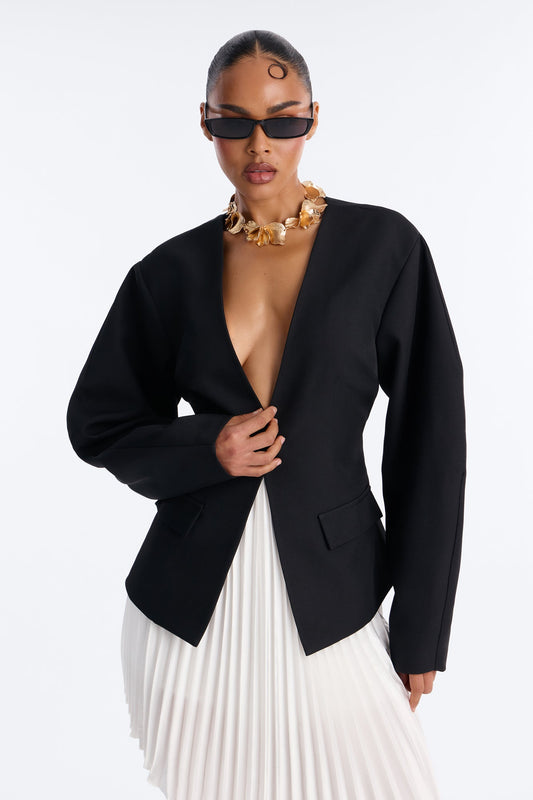 Mariella Barrel Sleeve Blazer - Black