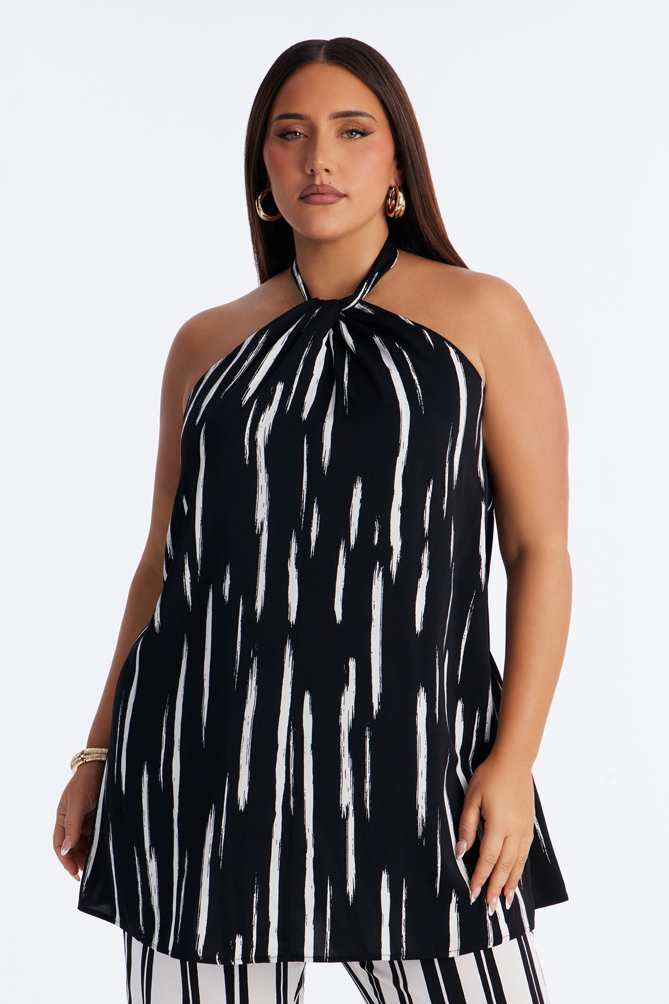 Mariyah Striped Wide Leg Jumpsuit - Black/White