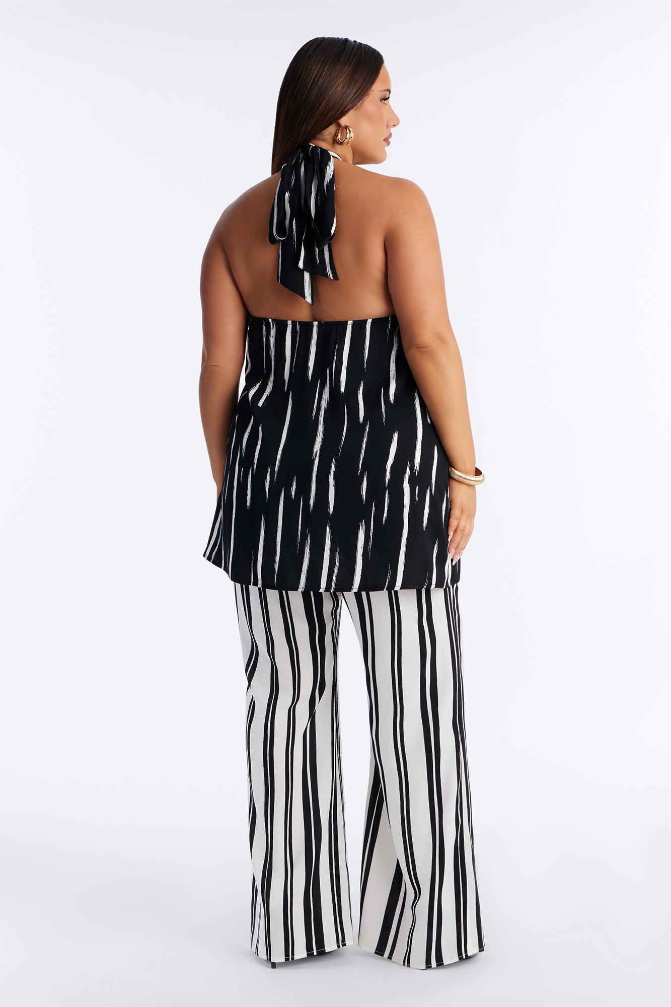 Mariyah Striped Wide Leg Jumpsuit - Black/White