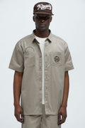 In The Works Short Sleeve Button Up Shirt - Stone