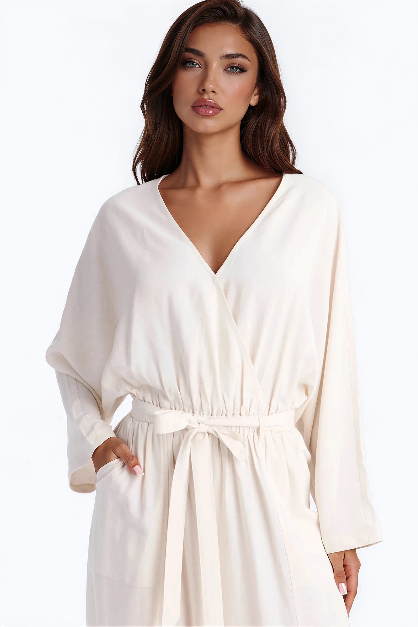 Emery Linen Straight Leg Jumpsuit - Cream