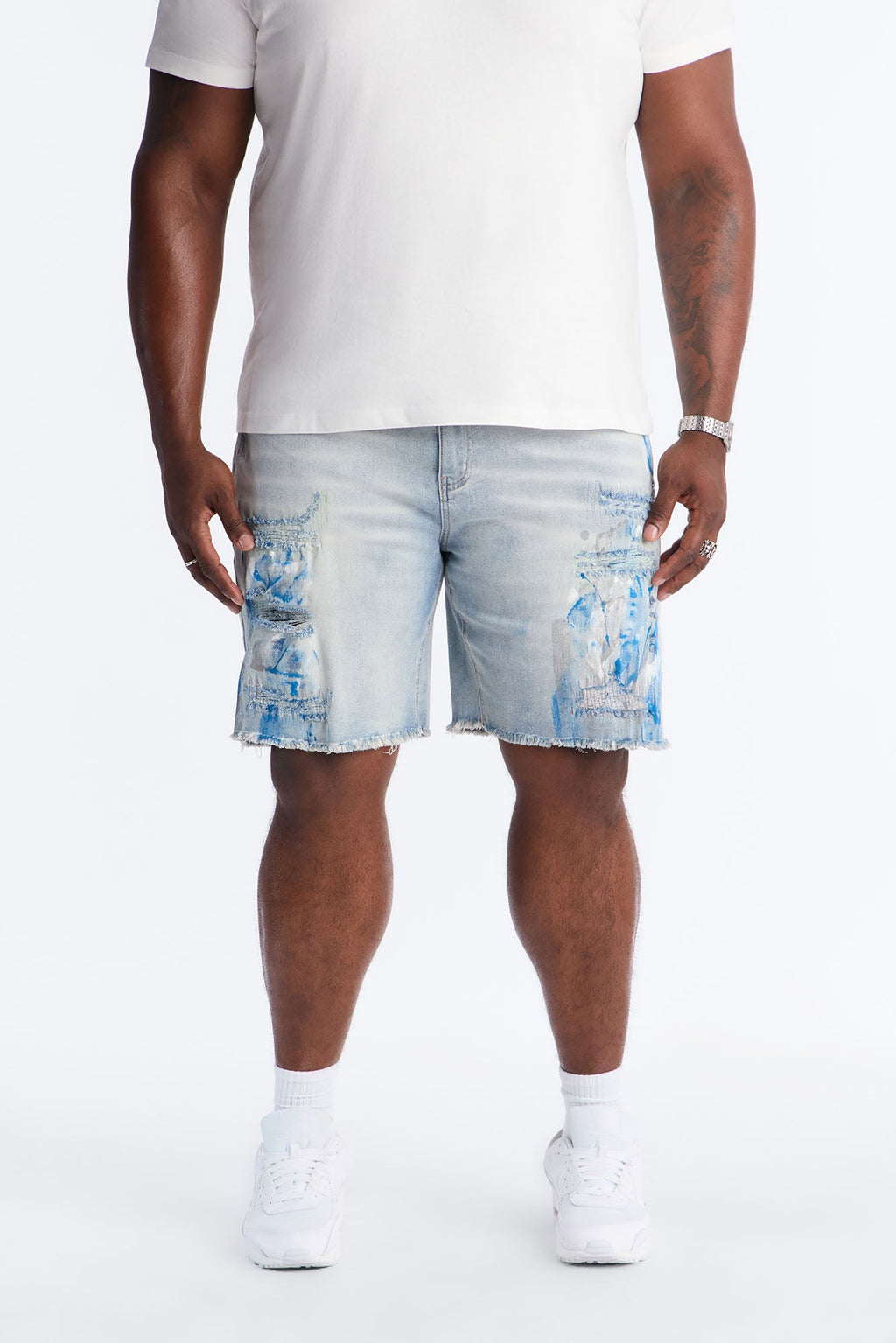 Slim Distressed Painter Denim Short - Light Wash