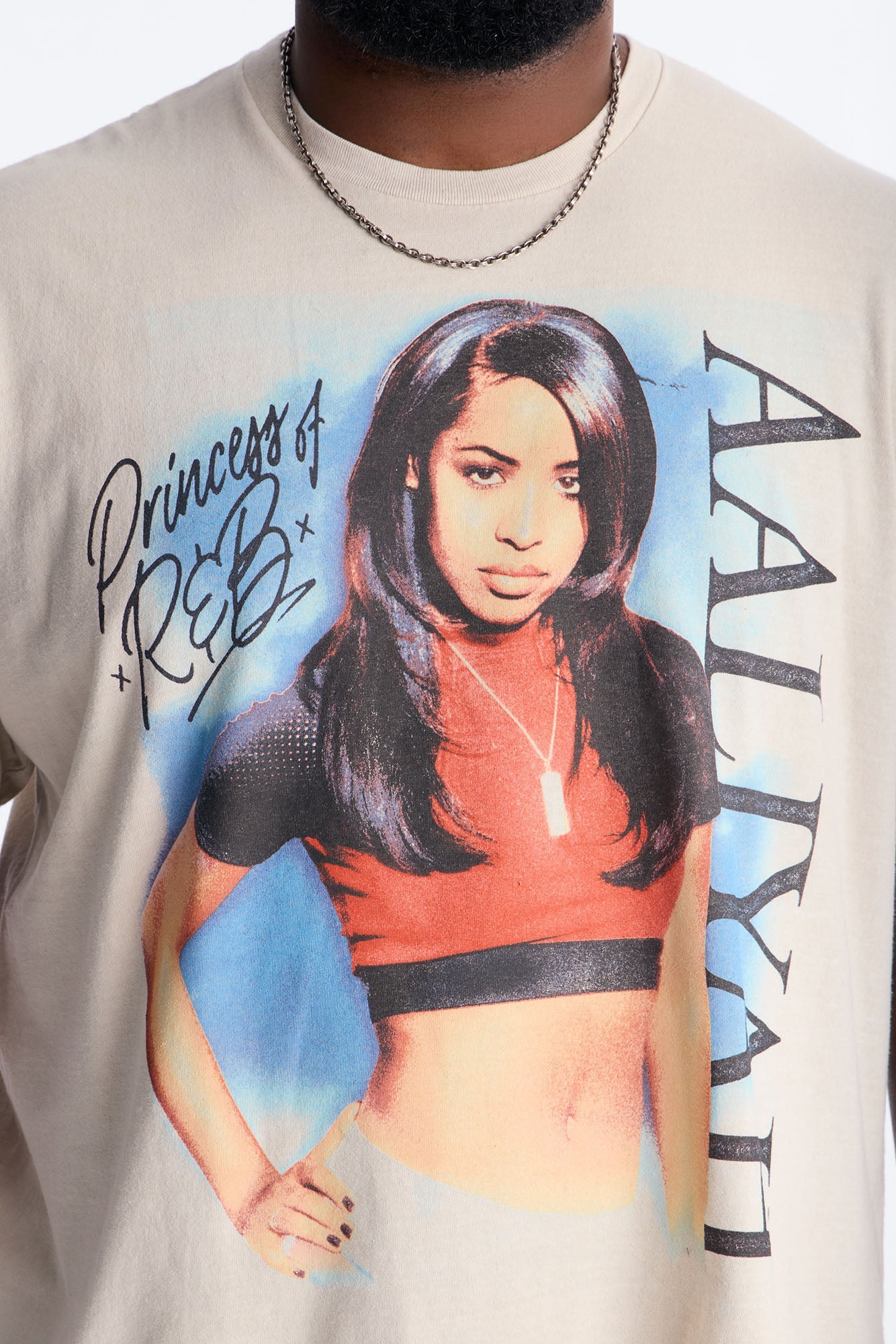 Aaliyah Princess Of R&B Short Sleeve Tee - Taupe