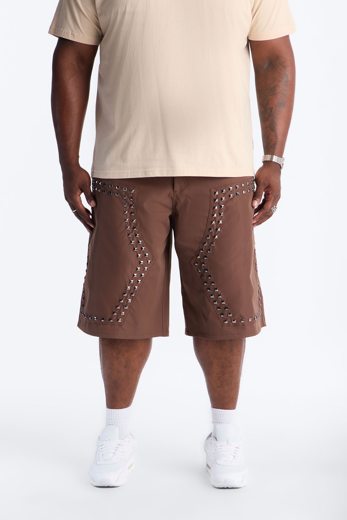 Baggy Silver Springs Studded Short - Brown