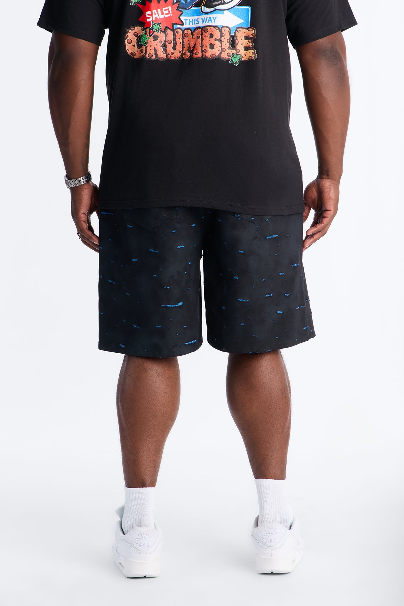 Relaxed Faded Moments Distressed Short - Bleach Blue Wash