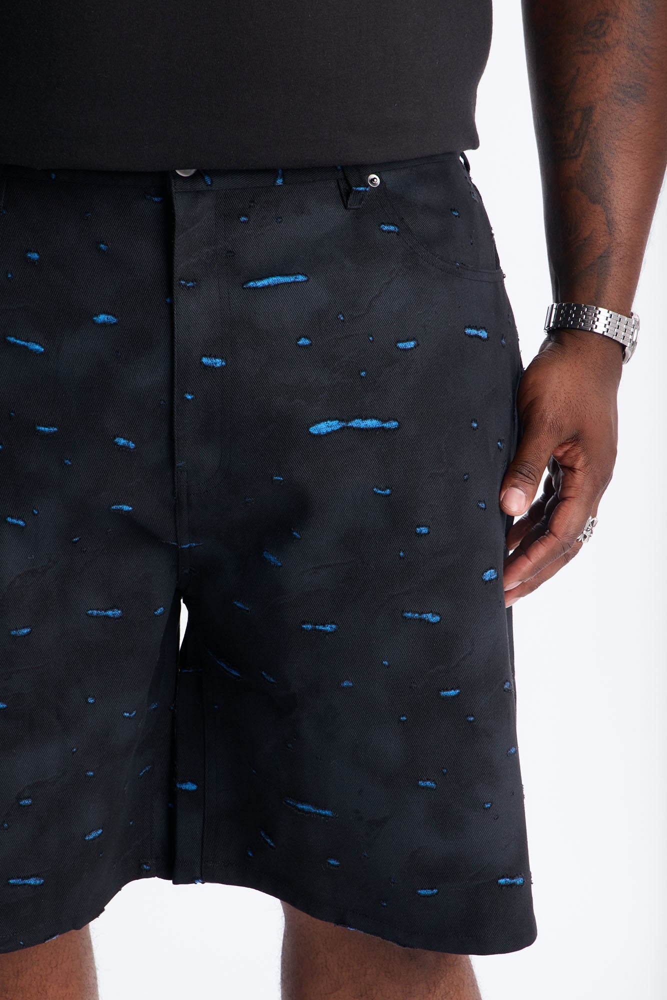 Relaxed Faded Moments Distressed Short - Bleach Blue Wash