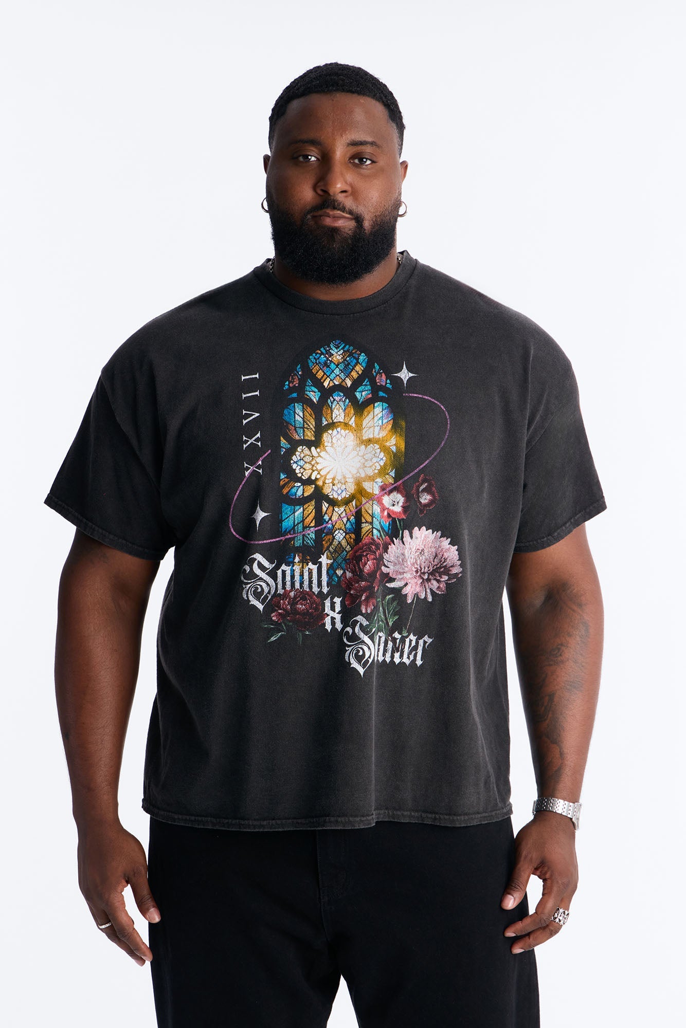 Saint Boquete Vintage Oversized Short Sleeve Tee - Black Wash