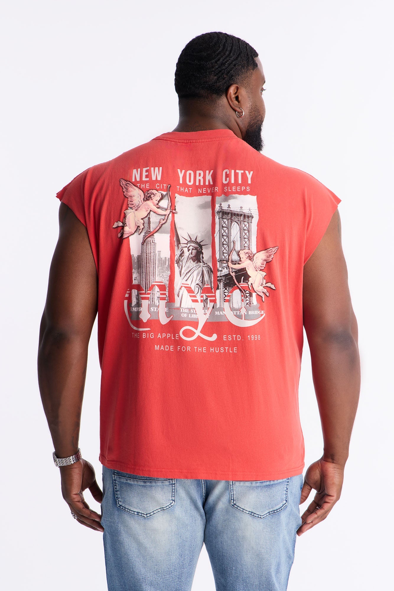 NYC Angels Vintage Muscle Tee - Red
