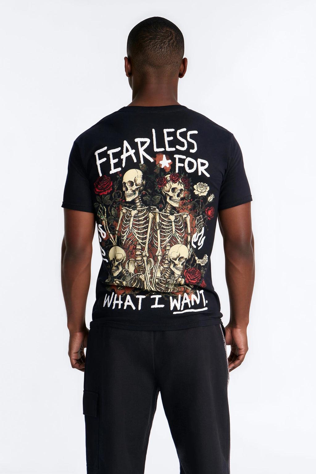 Grateful And Fearless Puff Print Short Sleeve Tee - Black