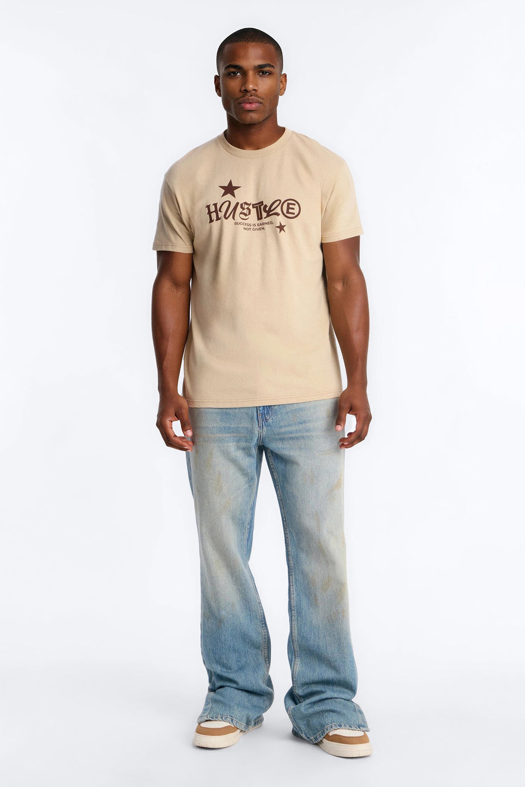 Hustle Mindset Oversized Short Sleeve Tee - Sand
