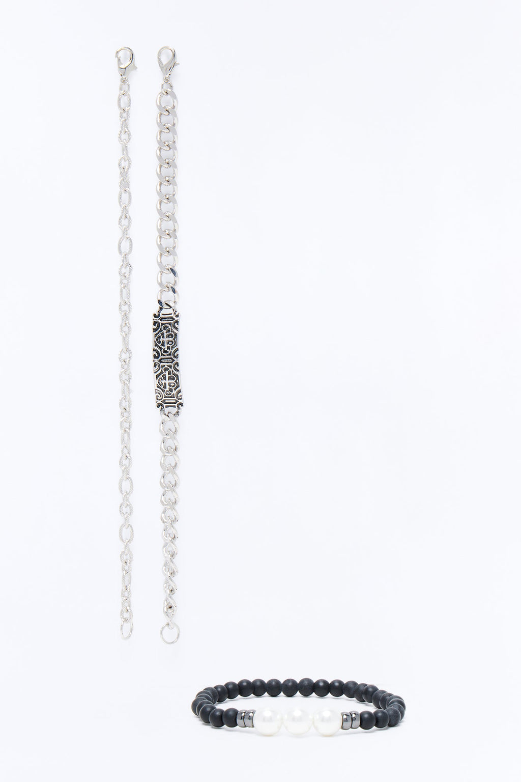 Monochrome Authority Bracelet Set - Silver