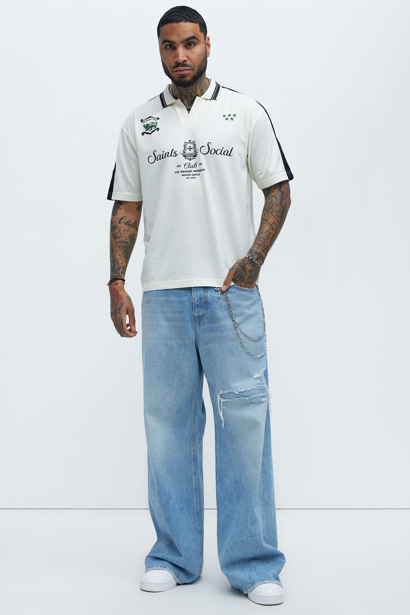 Saints Social Johnny Collar Soccer Jersey - Off White