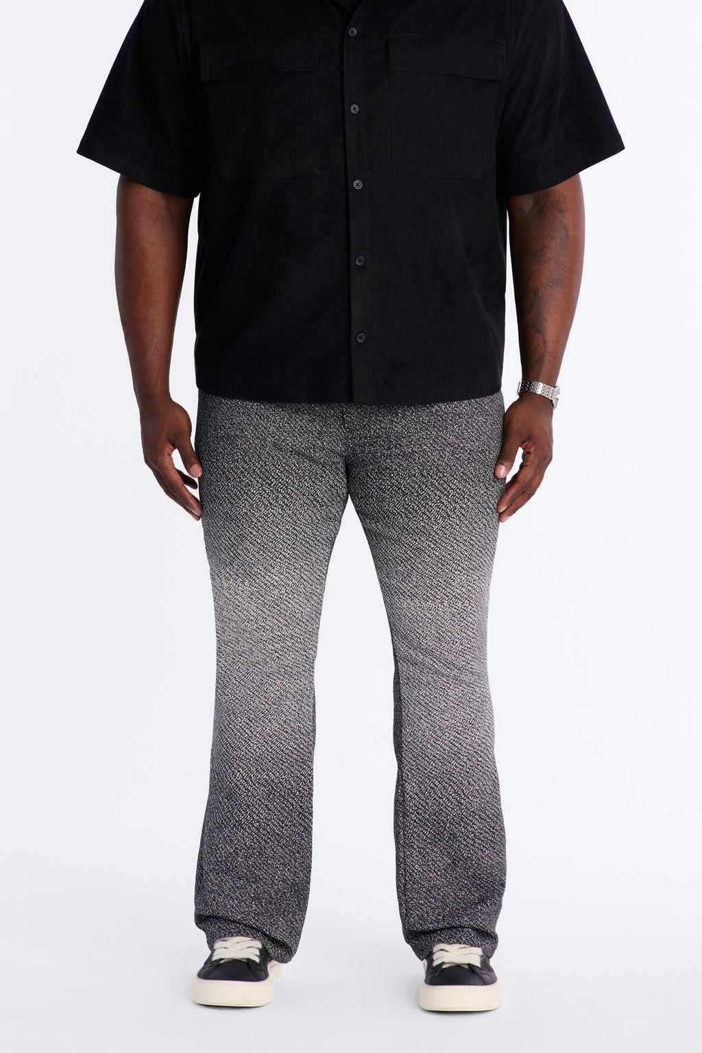 Stacked Slim Flare Tapestry Jean - Grey