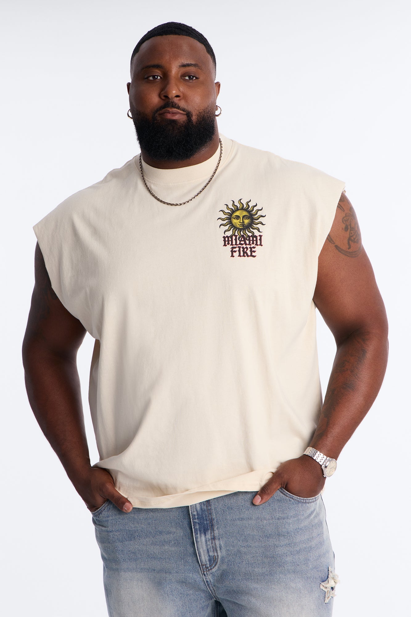 Miami Fire Vintage Muscle Tee - Off White
