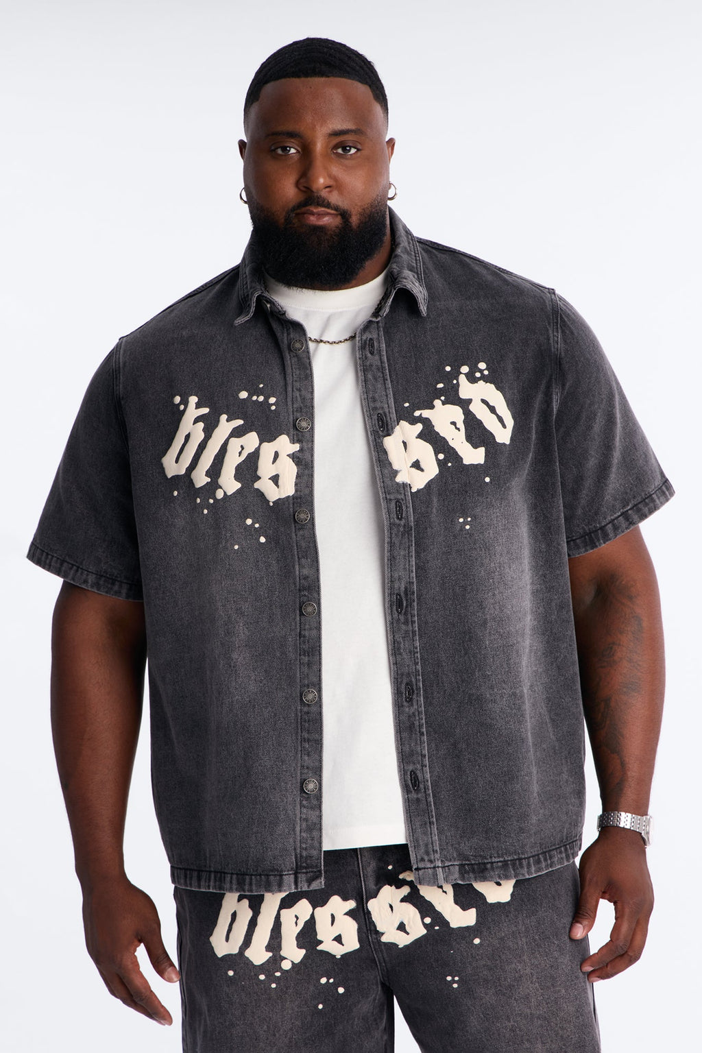 Been Blessed Denim Button Up Shirt - Black Wash