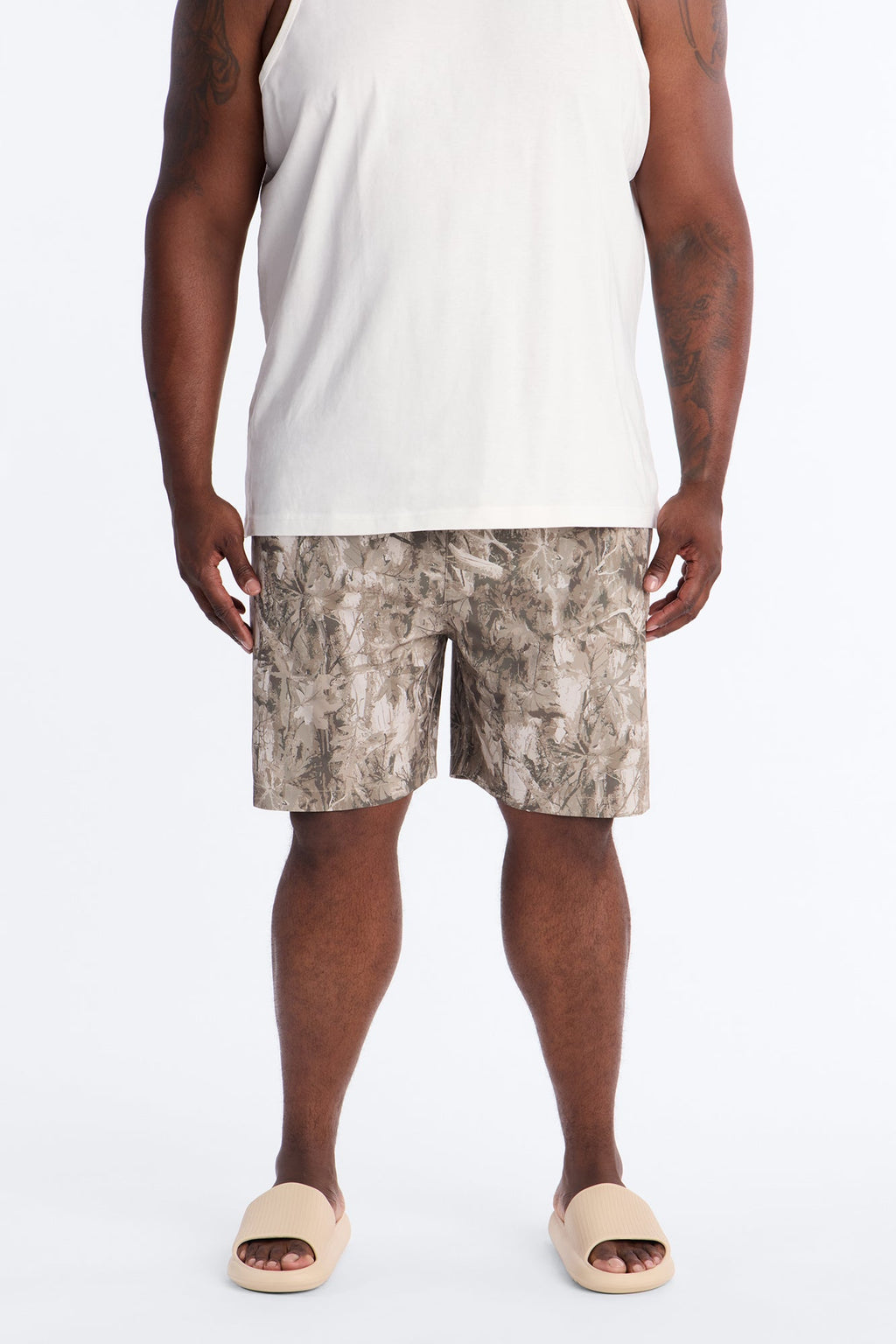 Washed Camo Printed Swim Trunk 7″ - Camouflage
