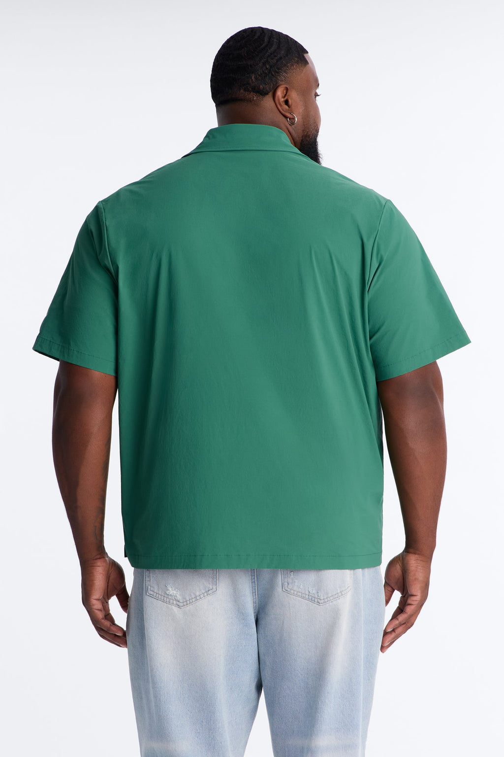 Montez Cuban Collar Button Up Shirt - Hunter Green