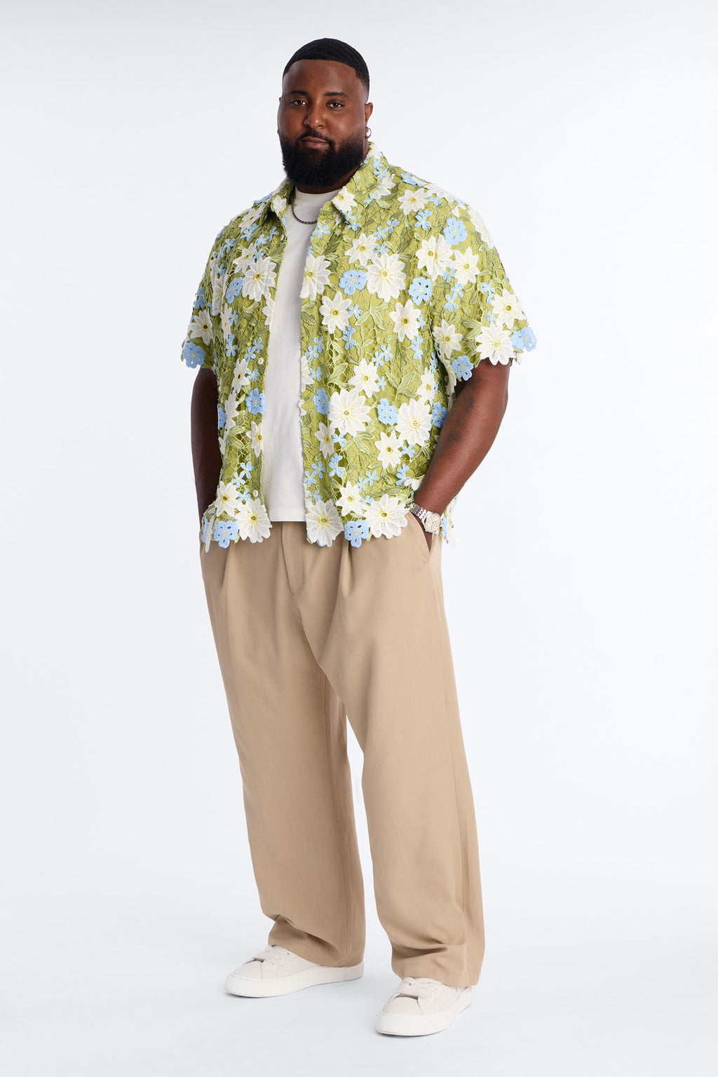 Relaxed Paradise Floral Button Up Shirt - Green
